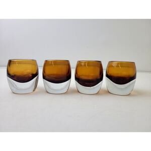Crate & Barrel Diva Topaz Cased Glass Votive Candle Holders Set of 4